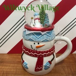 Snowman Mug with Matching Snowglobe Topper by Veronique Charron